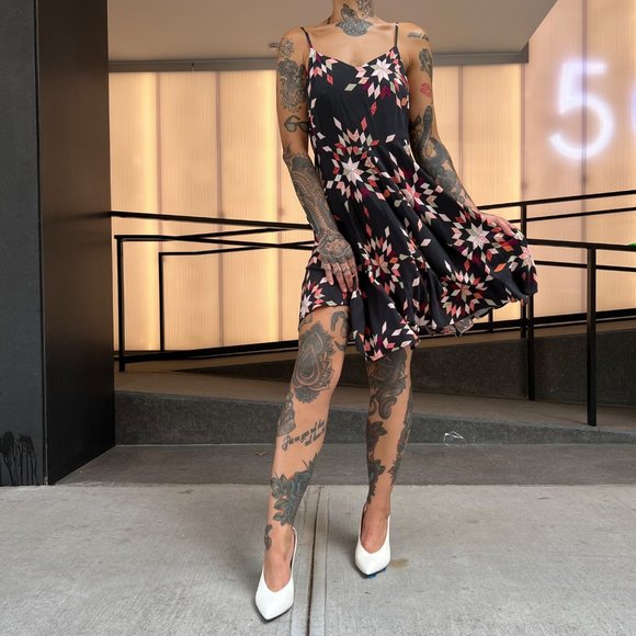 COPY - Gap Dress Geometric Quilt Print Cami Straps Sz M - Picture 10 of 11